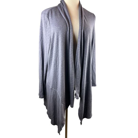 LOGO by Lori Goldstein Slub Sweater Knit Cardigan Smokey Purple Plus Size 2X - Picture 8 of 8